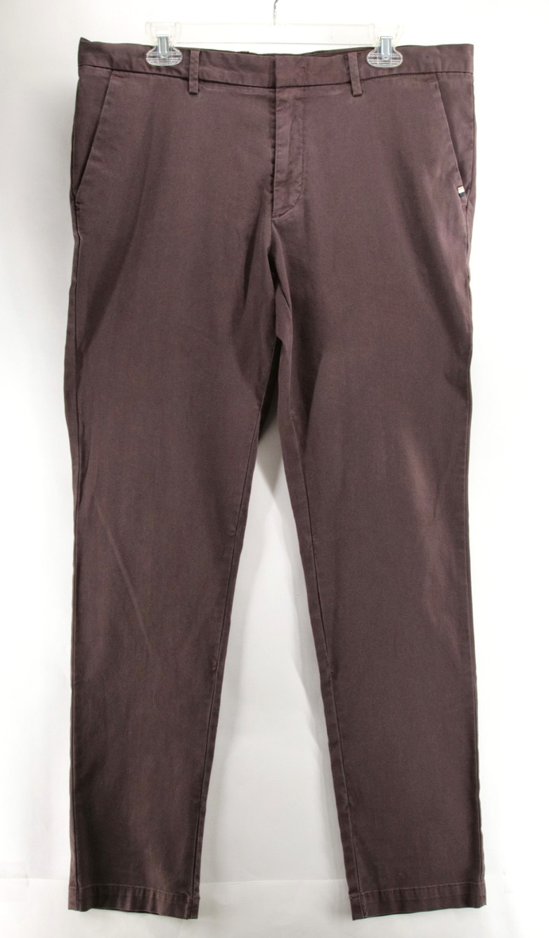 HUGO BOSS Chino Pant Kaito Mens 38x32 Tapered Slim Fit Stretch Dark Brown